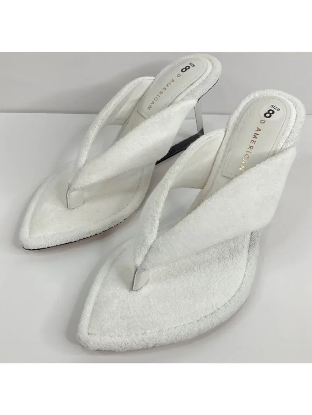 Good American Heels Womens Sz 8 White Terry Cloth Cinder F*cking Rella $260 Nwb